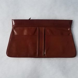Brown Leather Envelope Clutch